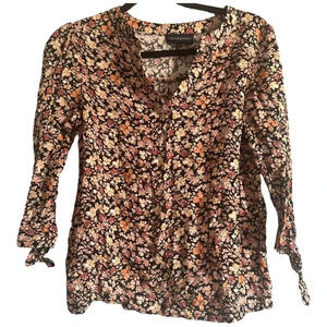 Cynthia Rowley Button Blouse Floral Rayon Material Size Small